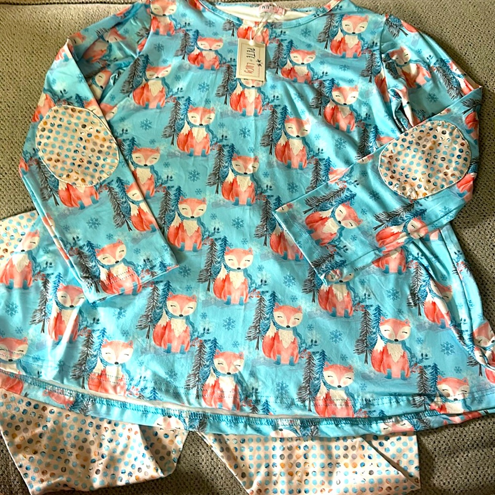 Pete + Lucy Matching Pant Set Size 10/12 Frosty Foxes Winter Set New With Tags
